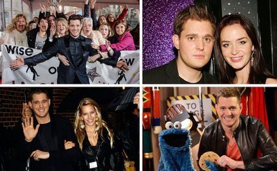 Michael Buble with fans / Michael Buble Emily Blunt / Michael Buble and Luisana Lopilato / Cookie Monster and Michael Buble