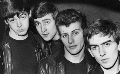 Pete Best and the Beatles posing