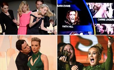 Emma Stone, Naomi Watts / Faith Hill, Carrie Underwood / John Travolta, Scarlett Johansson / Adele.