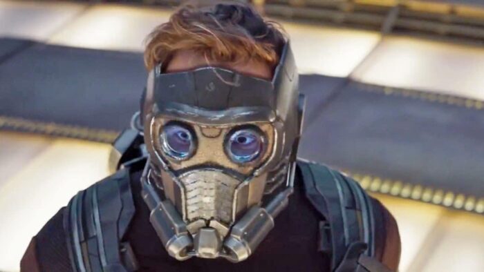 A still of Chris Pratt in the character of Star Lord.