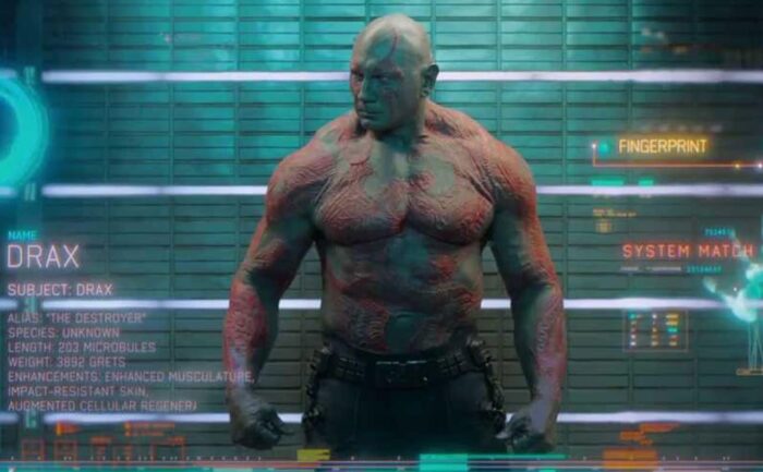 Dave Bautista is in the character of Drax.