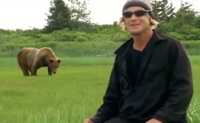 A video still of Timothy Treadwell.
