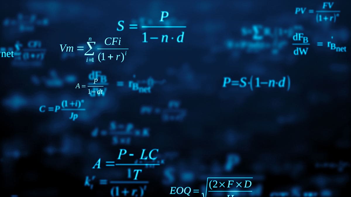 large number of mathematical formulas on a dark background