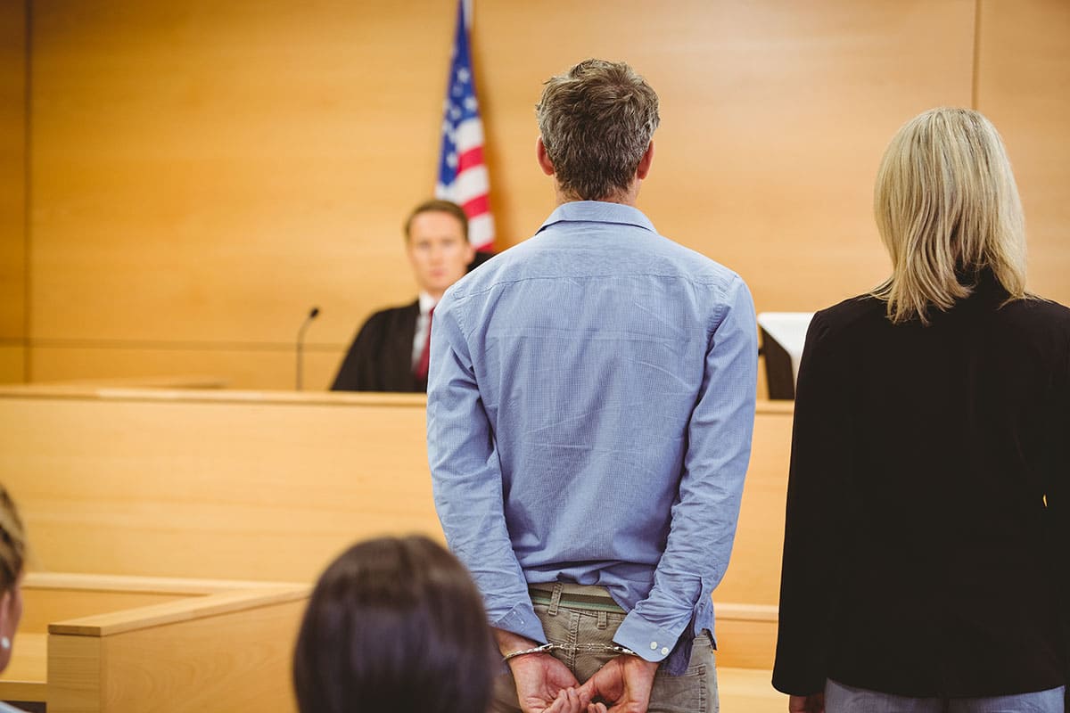 Criminal waiting for courts ruling in the courtroom