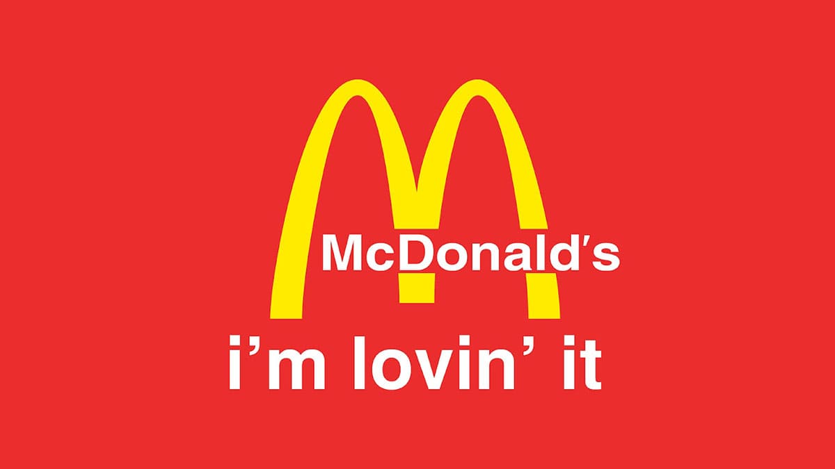 Large McDonald's logo with their slogan 'I'm lovin' it.'