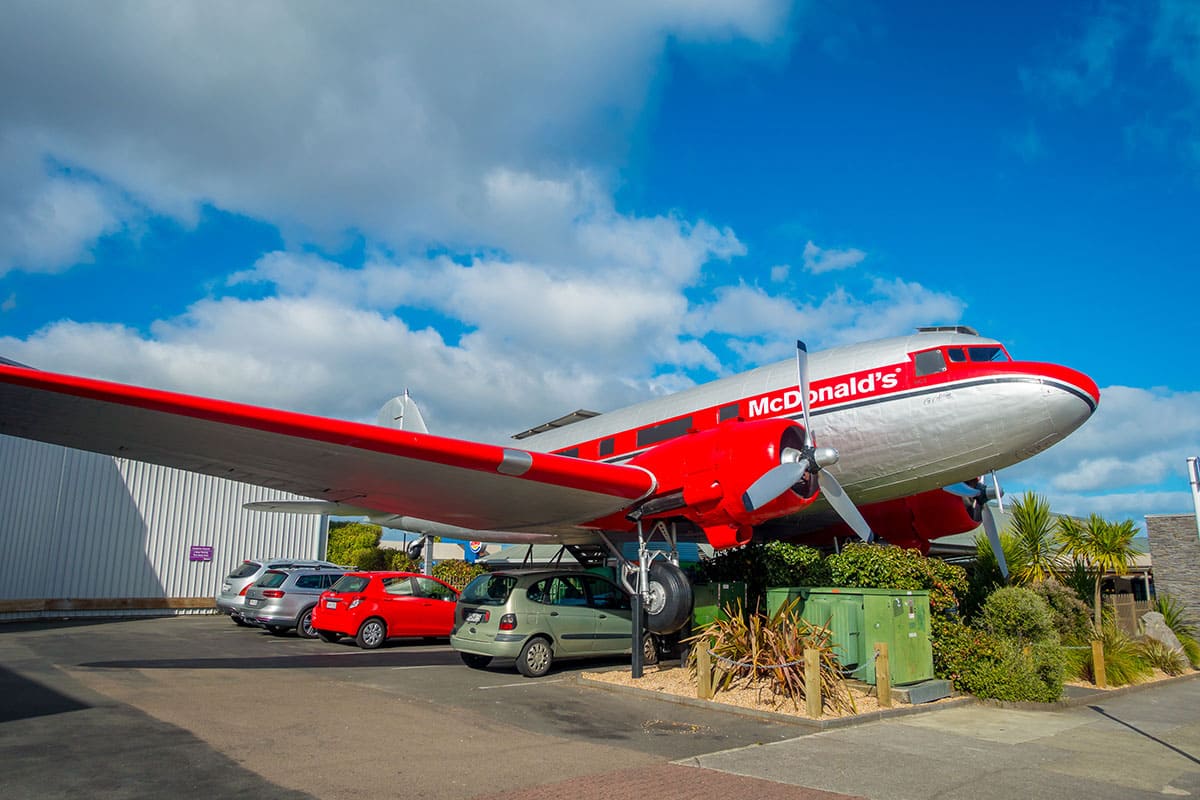 Amazing DC3 plane as part of the McDonald's which is located at Taupo, New Zealand. 
