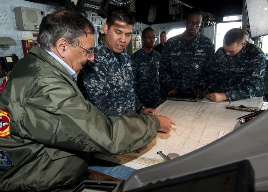 Analyzing maps on an aircraft carrier