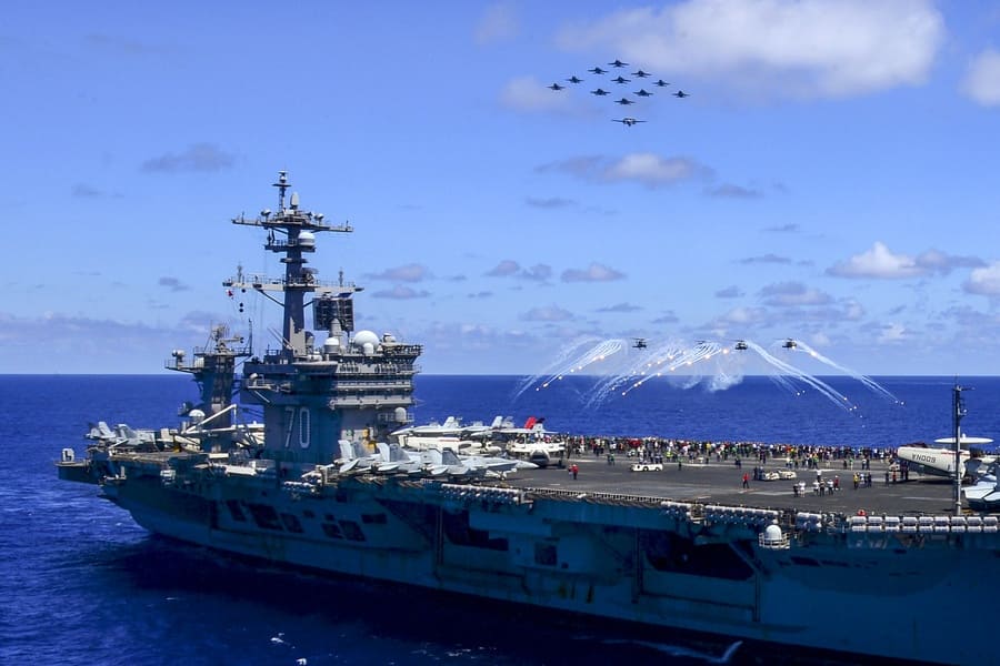 Aircrafts taking off the carrier