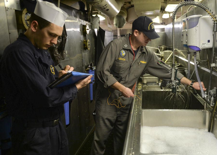 Officer checking the vessels readiness