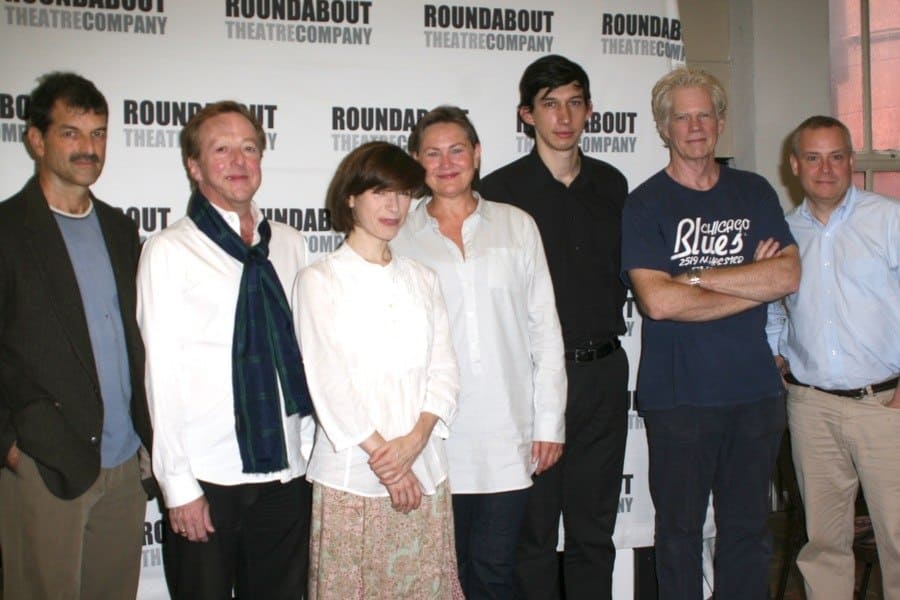 A photograph of Adam Driver with the rest of the cast from the Roundabout Theatre Company.