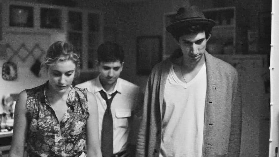 Greta Gerwig and Michael Zegen on camera with Adam Driver for the movie Frances Ha.