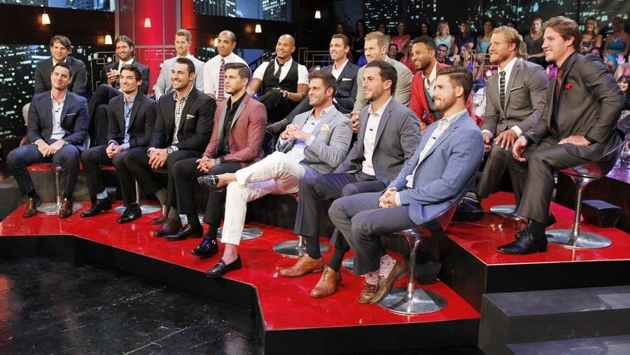 All of the men who showed up for the Bachelorette on an episode of The Men Tell All. 