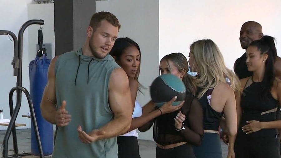 Colton and the women on his season at the gym on a date. 