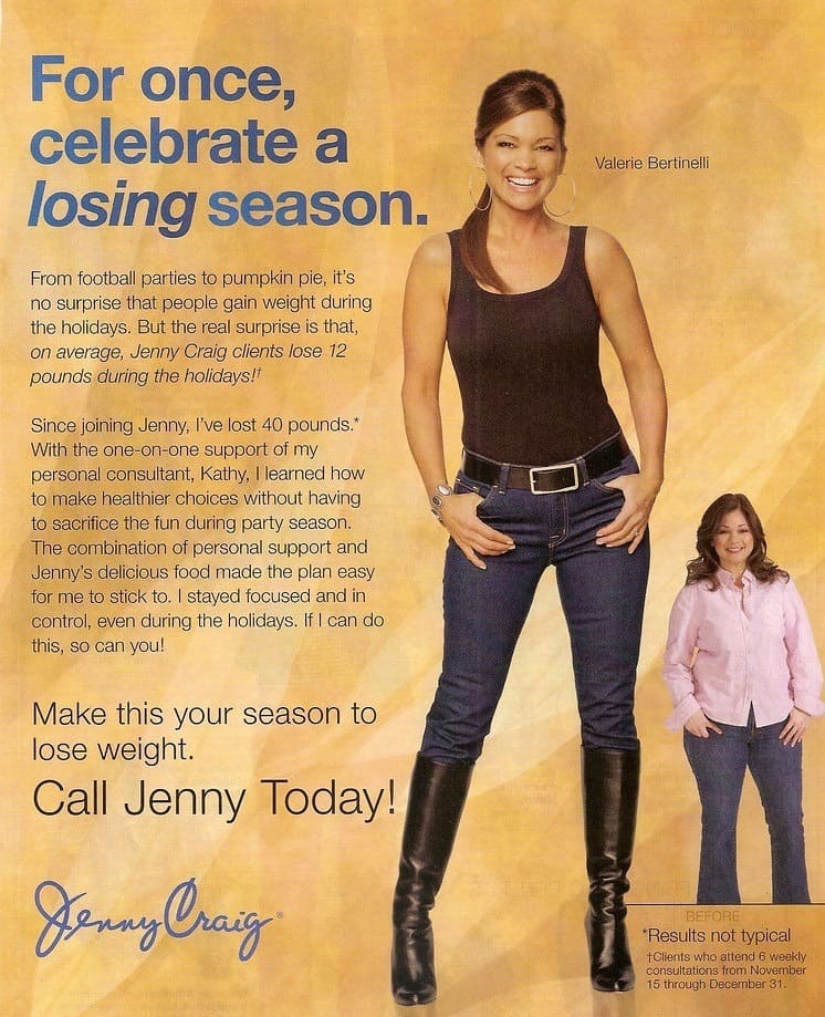 An ad for Jenny Craig featuring Valerie Bertinelli.