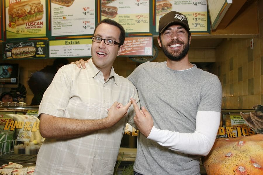 Jared Fogle and Zachary Levi at a Subway in California in 2009.