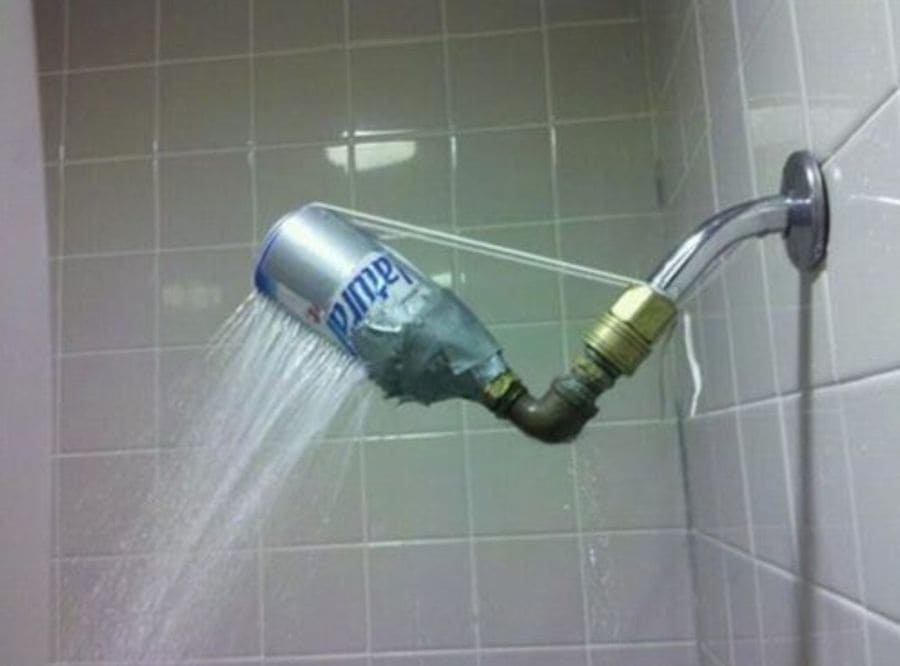A can of soda used as a head washer