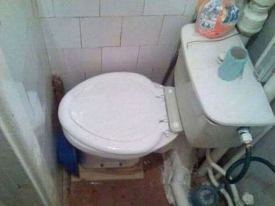 A toilet seat with no room for your legs