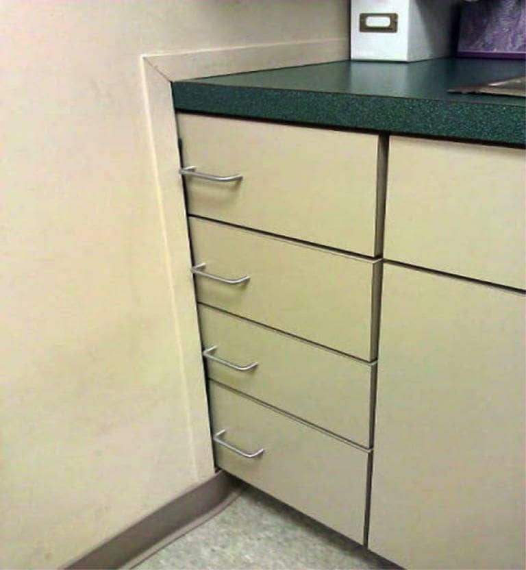 drawers blocked by wall unable to open up