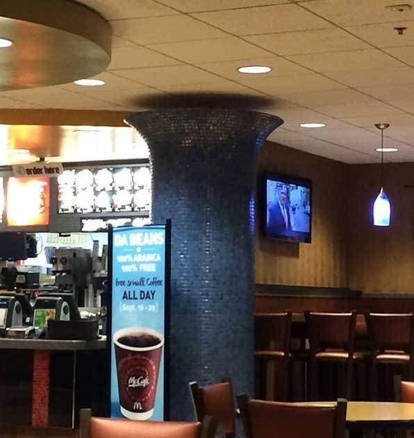 A column not touching the ceiling