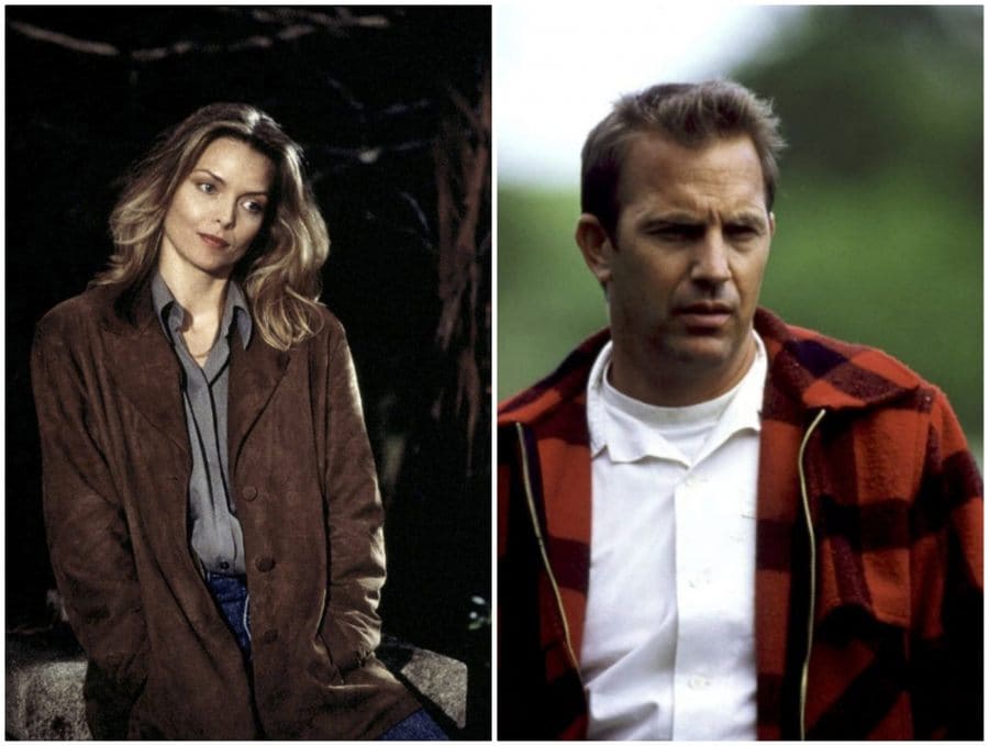 Side by side images of Kevin Costner and Michelle Pfeiffer
