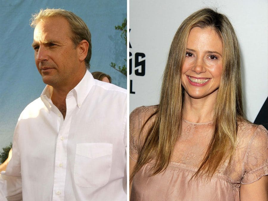 Side by side images of Kevin Costner and Mira Sorvino