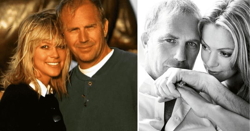 Side by side images of Christine Baumgartner and Kevin Costner