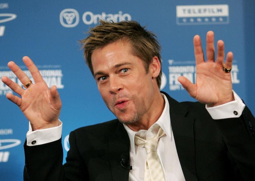 Brad Pitt pretending to be scary