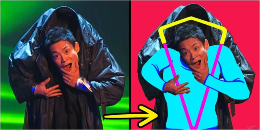 performer doing the head drop trick