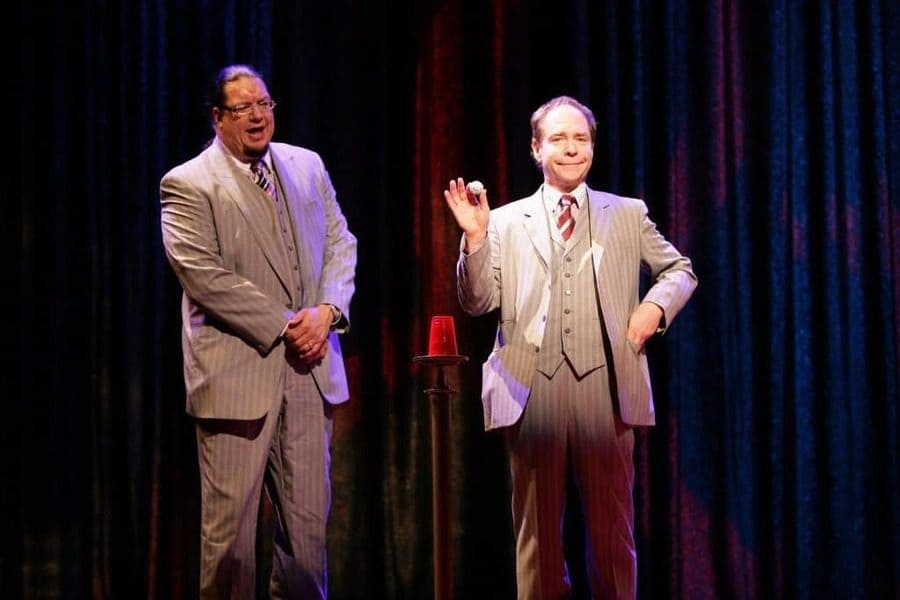 Penn and Teller on stage in Las Vegas