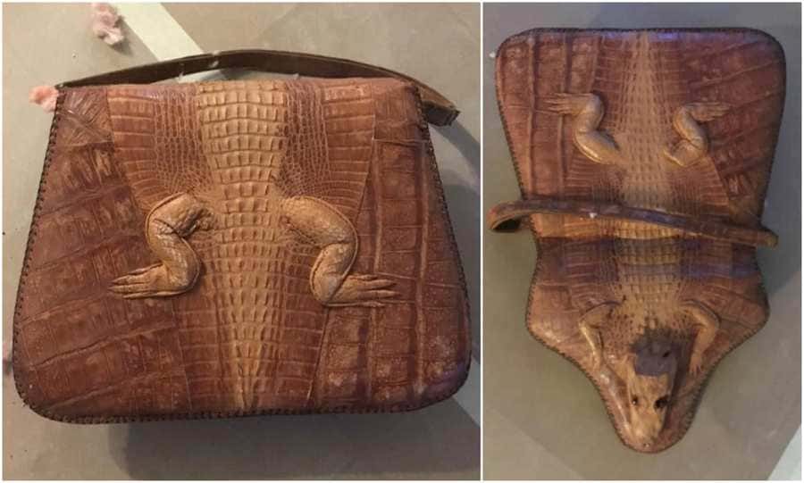 alligator purse; front and back images