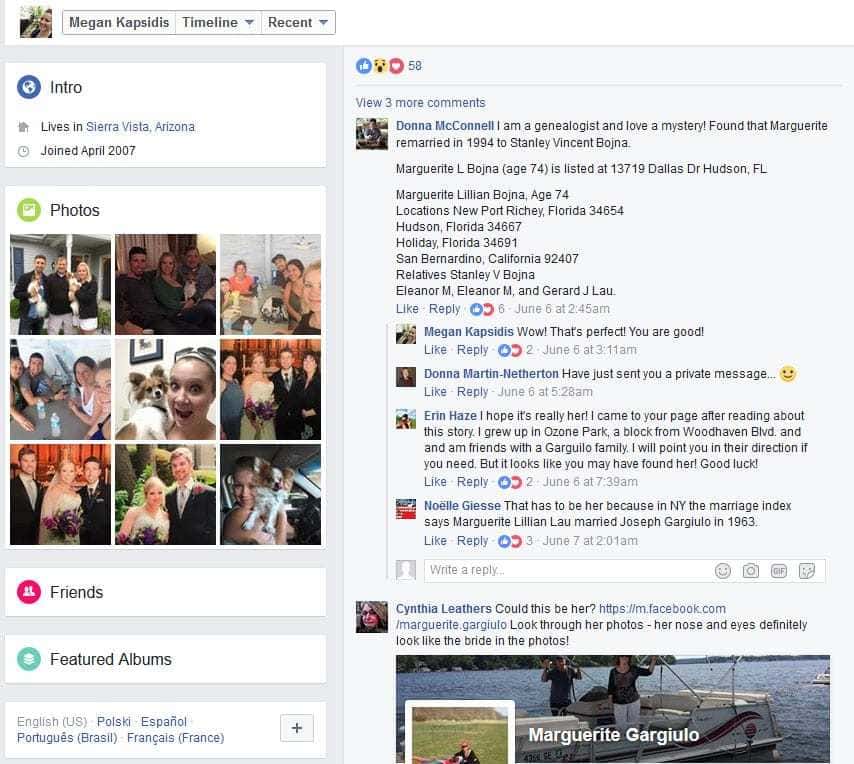 Megan Kapsidis’ Facebook page