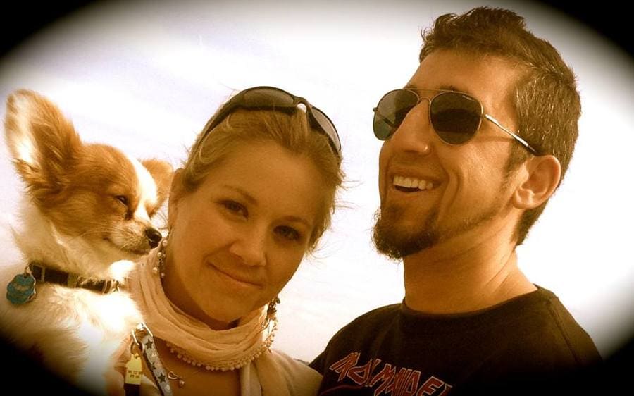 Megan and Bobby Kapsidis with their dog