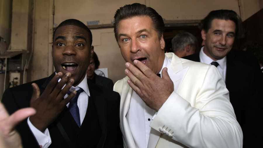 Tracy Morgan and Alec Baldwin pretending to be shocked