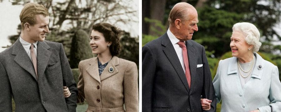 side by side images of Queen Elizabeth and Prince Philip