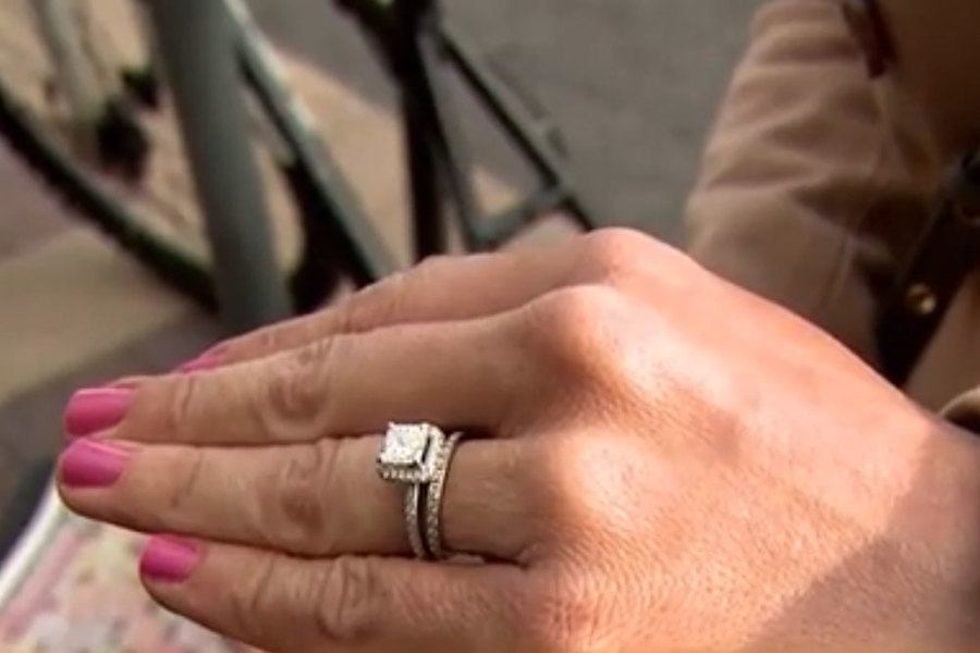 Ring on Sarah's finger