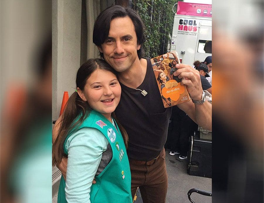 Milo and Mackenzie Hancsicsak behind the scenes on This Is Us.