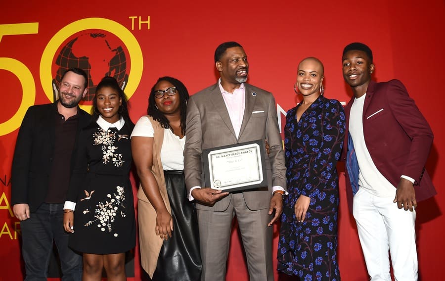 Dan Fogelman, Lyric Ross, Kay Oyegun, Derrick Johnson, and Niles Fitch at the NAACP Image Awards Nominees’ Luncheon in 2019.