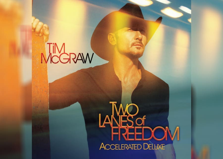 Tim McGraw in “Two Lanes of Freedom” single cover.