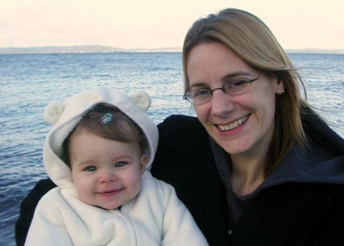 Jessica photographed with her baby daughter.