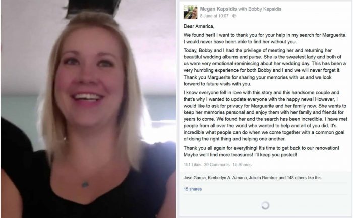 Megan Kapsidis and a Facebook post