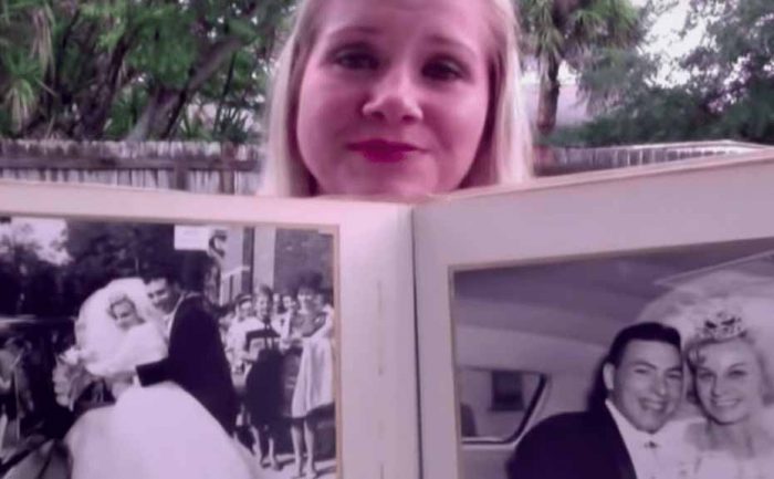 Megan Kapsidis with the vintage wedding photo