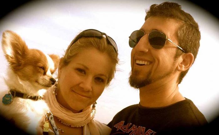 Megan and Bobby Kapsidis with their dog