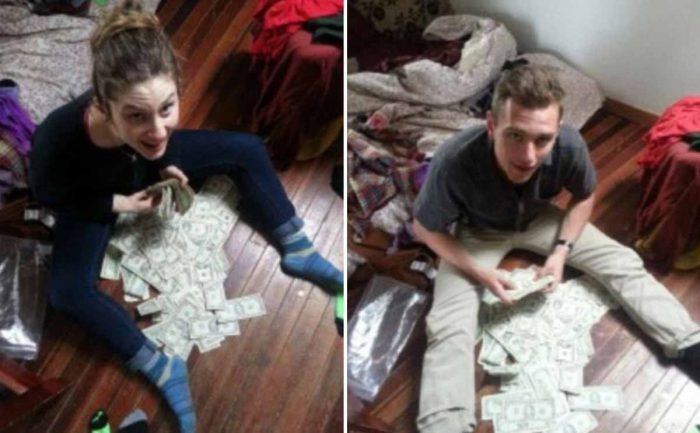 roommates counting money on the floor