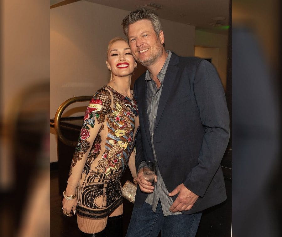 Blake Shelton and Gwen Stefani. Warner Music's Pre-Grammys Party, Arrivals
