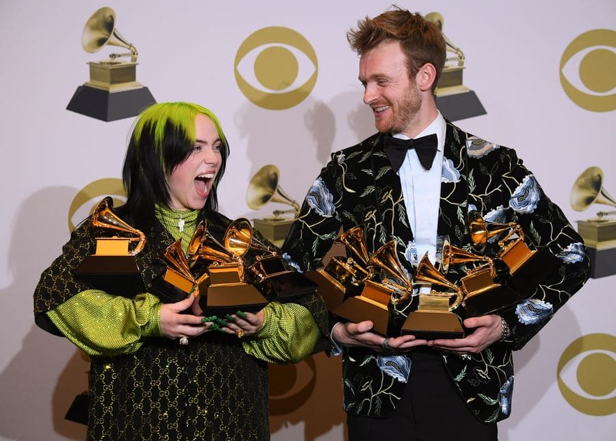 Billie Eilish and Finneas O’Connell are holding all of their Grammy Awards at the Grammys in 2020. 