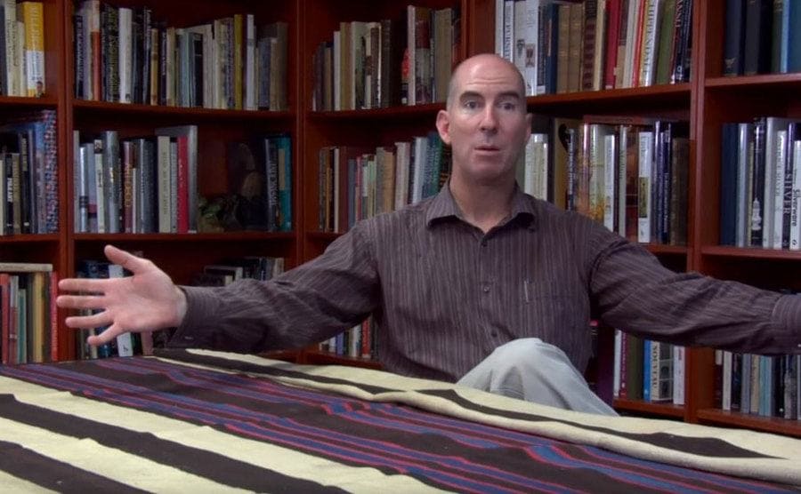 Jeff with the blanket on the table