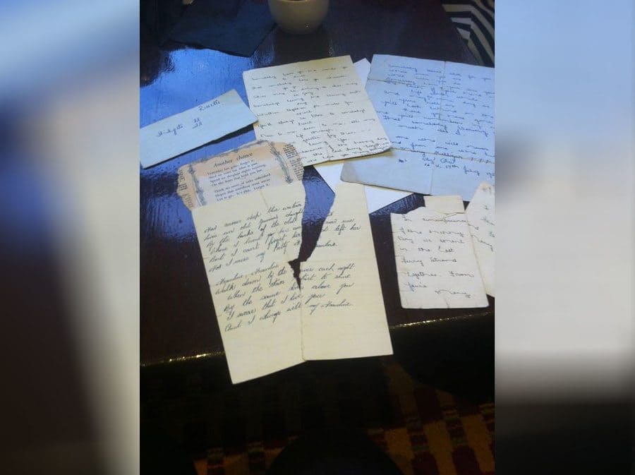 A photograph of the handwritten letters between Mary and Jimmy.