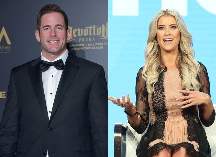 Tarek El Moussa at the Daytime Emmy Awards in 2017. / Christina Anstead at an HGTV event in 2019.