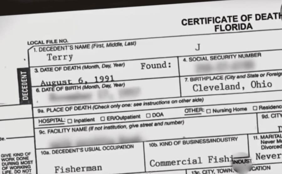Terry Symansky’s death certificate