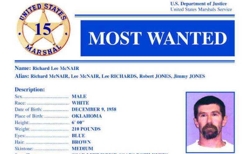 A Most Wanted poster for Richard McNair 
